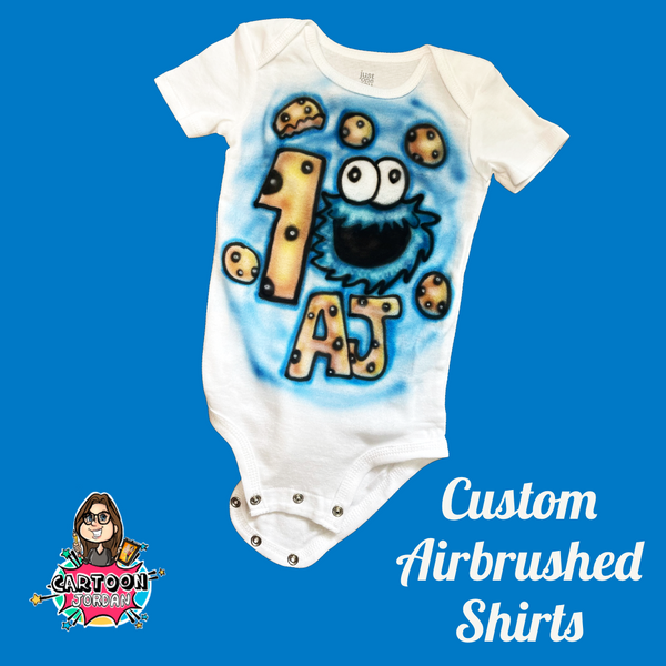 Cookie Monster Birthday Airbrushed Shirt
