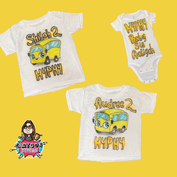 Buster the Bus Themed Birthday Airbrush Shirts