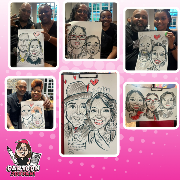Surprise 60th Birthday Caricatures - Greensboro, NC