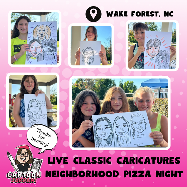 Traditions Wake Forest Teen Pizza Party Caricatures