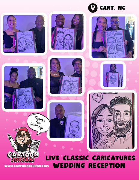 Wedding Reception Caricatures - Cary, NC