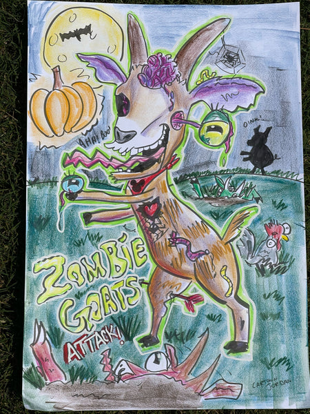 Zombie Goat Caricature for Fright Night