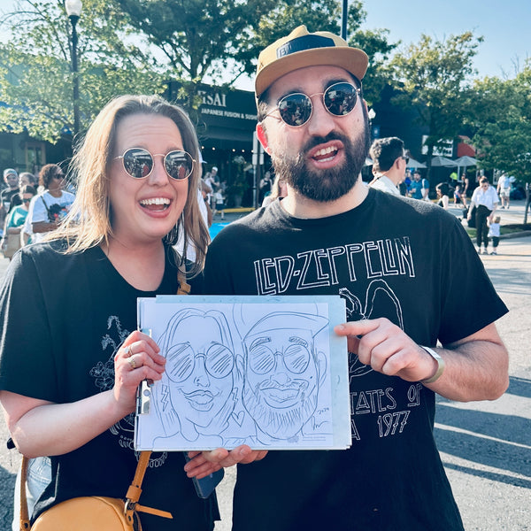 Strolling Speed Sketcher Caricatures Village District 75th Anniversary - Raleigh, NC
