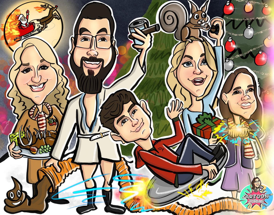Custom Cartoon Holiday Card Design