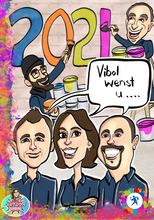 Load image into Gallery viewer, Custom Cartoon Holiday Card Design